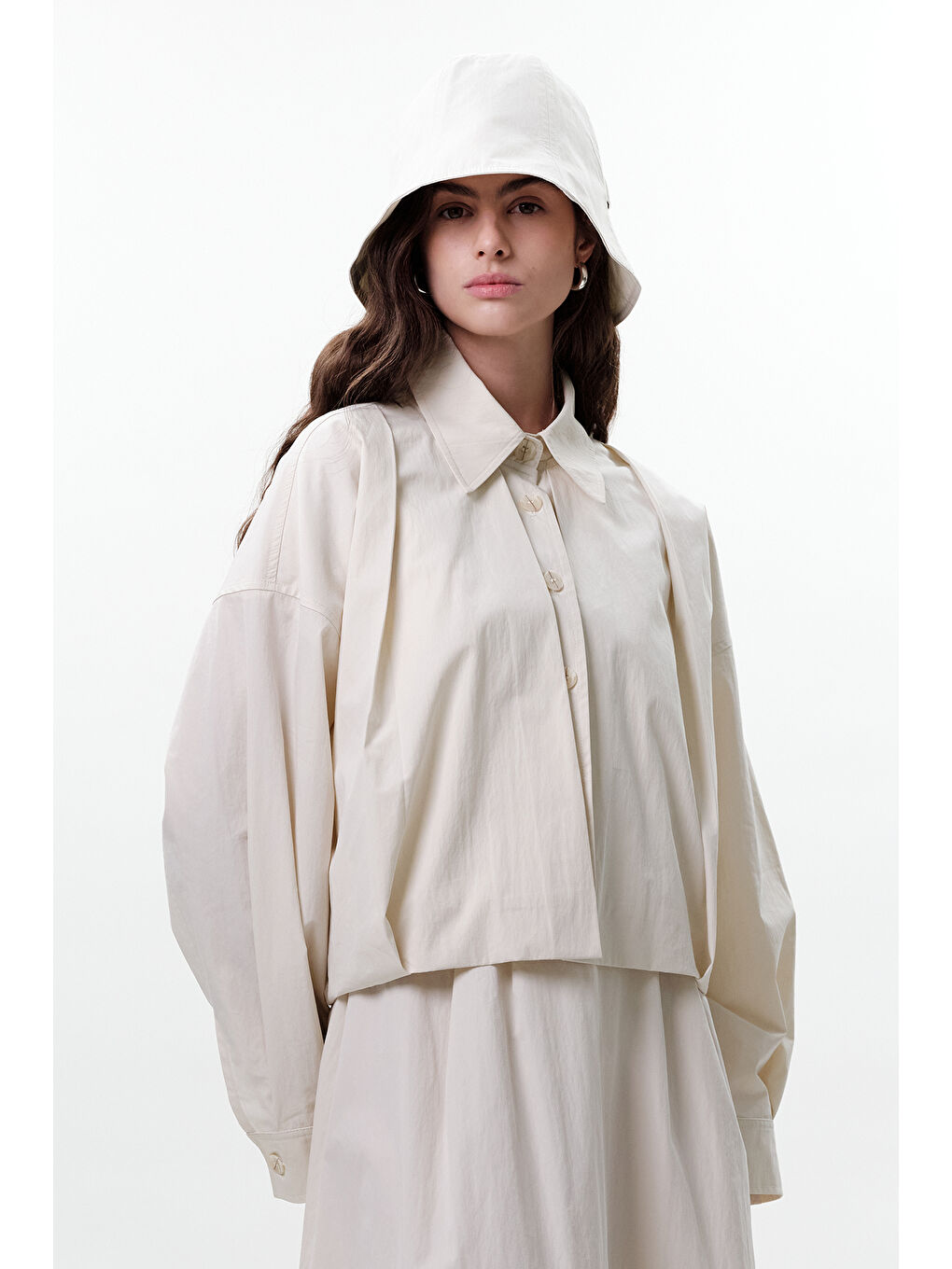 Bej Lastik Detaylı Bucket Şapka Vanilya-1