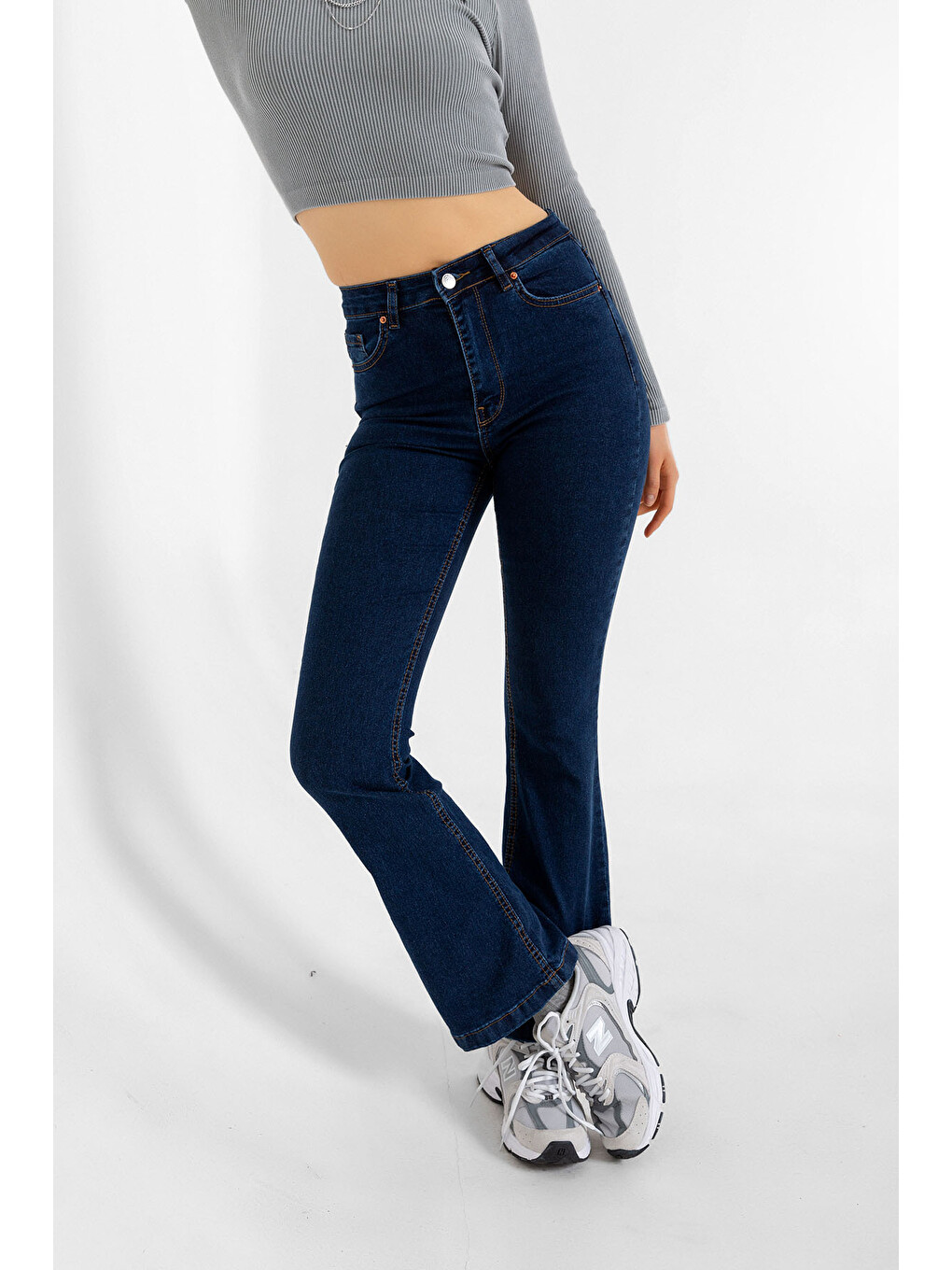 Mavi Flare Esnek Kumaş ispanyol Paça Rinse Denim Jean Fermuarlı  Kadın Jean Pantolon @Palermo-1