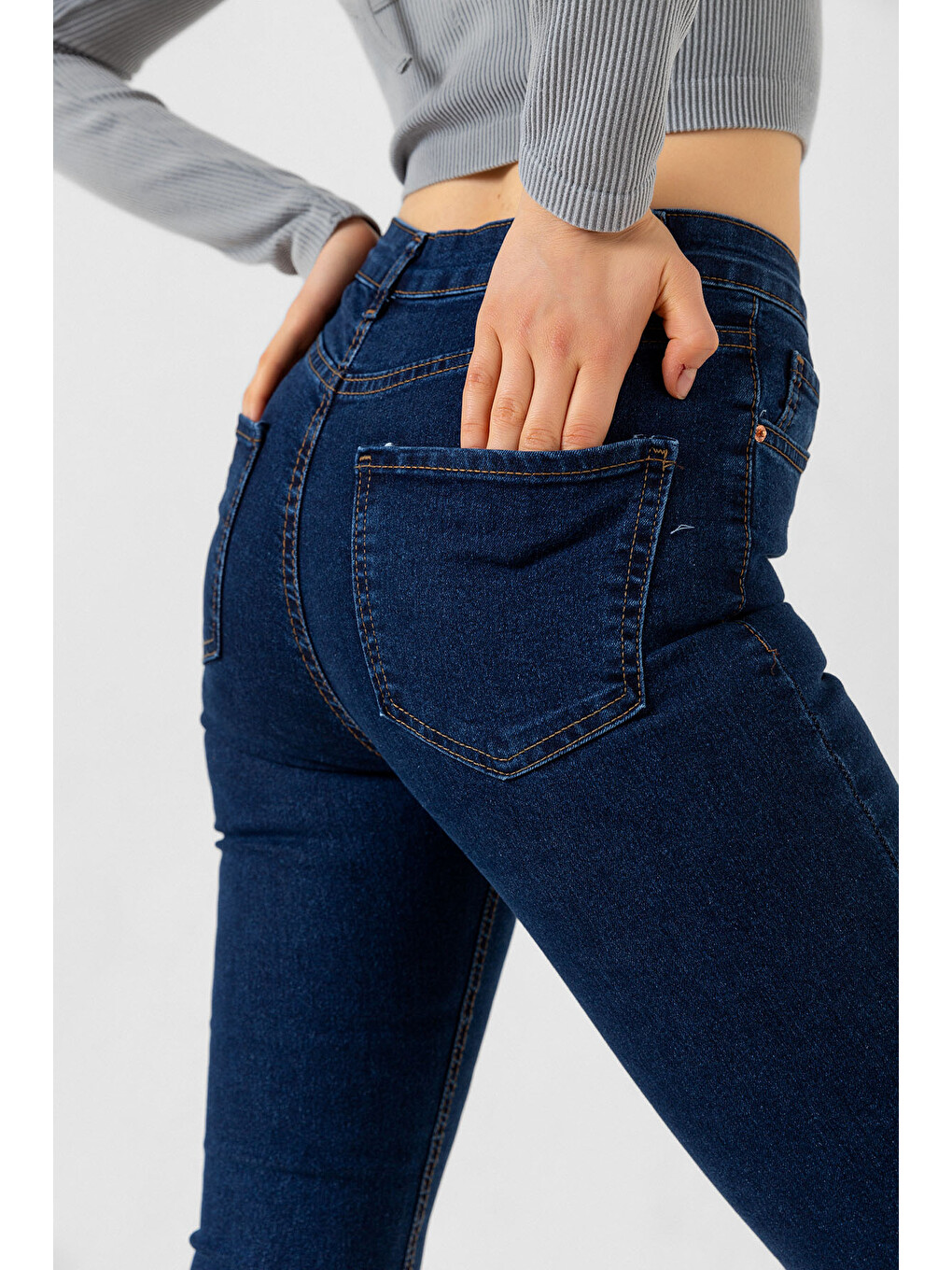 Mavi Flare Esnek Kumaş ispanyol Paça Rinse Denim Jean Fermuarlı  Kadın Jean Pantolon @Palermo-2