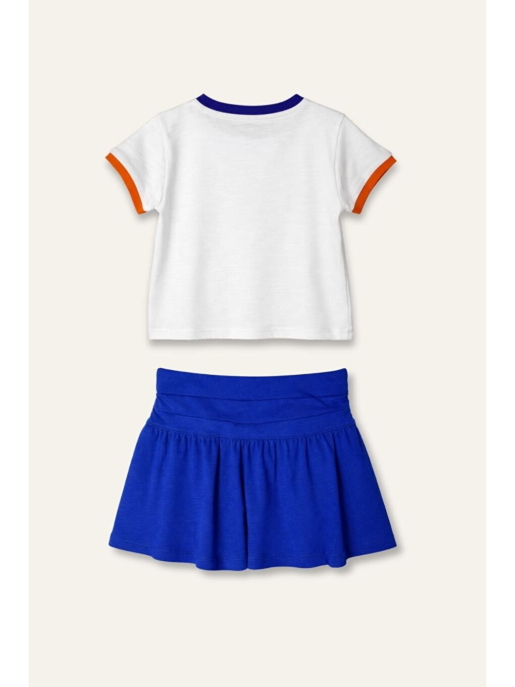 Mavi Kız Çocuk Baskılı T-Shirt Ve Etek Takım  - Sax-3