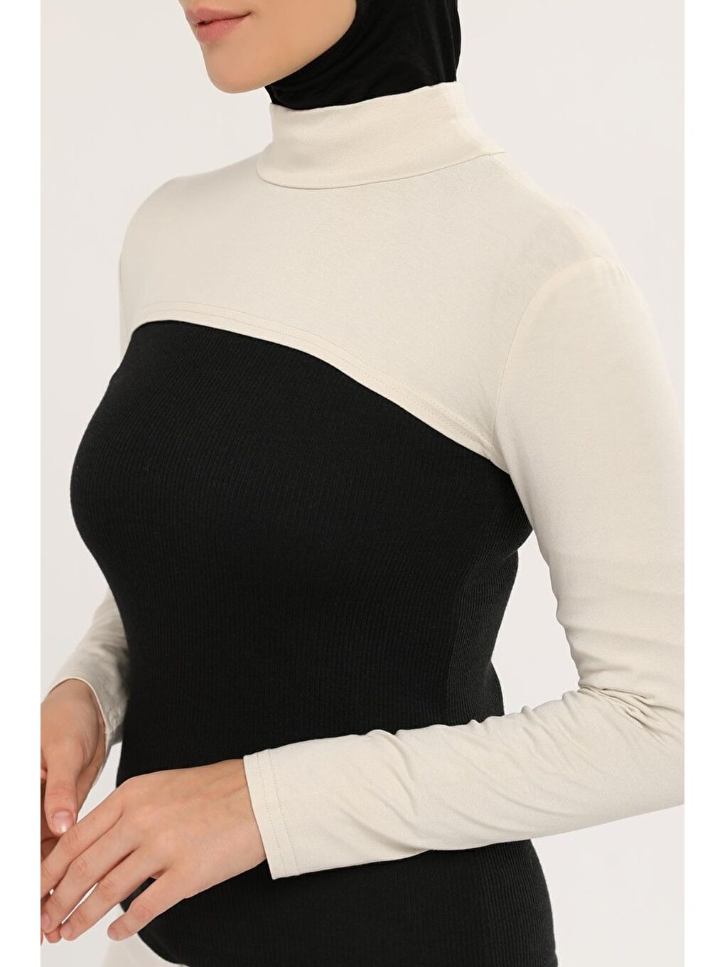 Ekru Balıkçı Yakalı Boyunluklu Kolluk-1