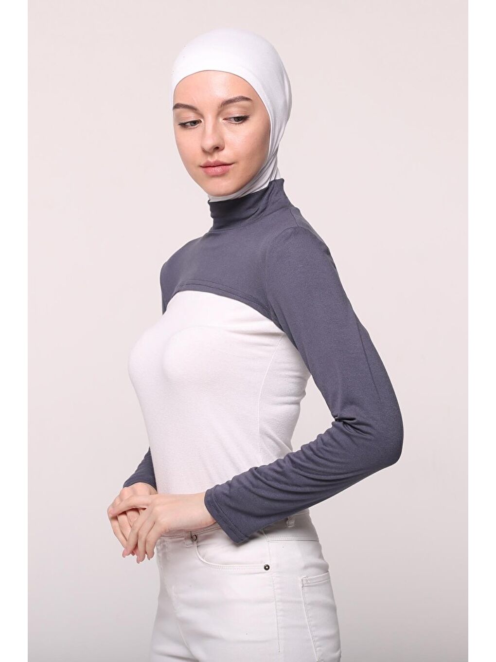 Altobeh Gri Balıkçı Yakalı Boyunluklu Kolluk - 1