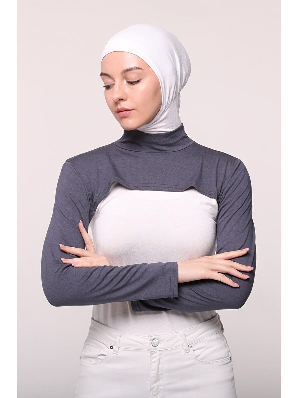 Altobeh Gri Balıkçı Yakalı Boyunluklu Kolluk - 2