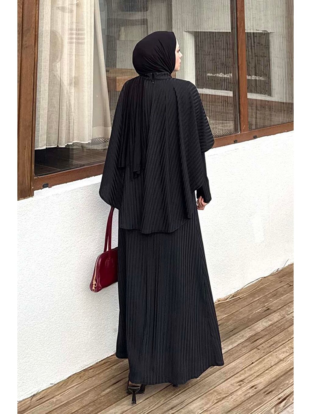 Balıksırtı Kemerli Elbise Siyah-3