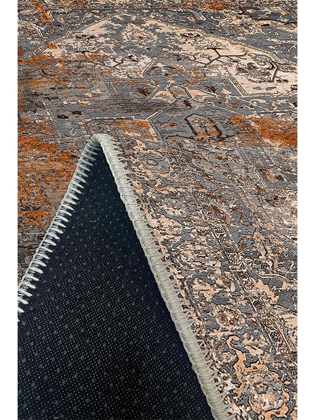 Kahverengi Premium Kalite, Pamuk ve Kaydırmaz Taban, Yıkanabilir, Modern Halı  100 x 200 cm-2