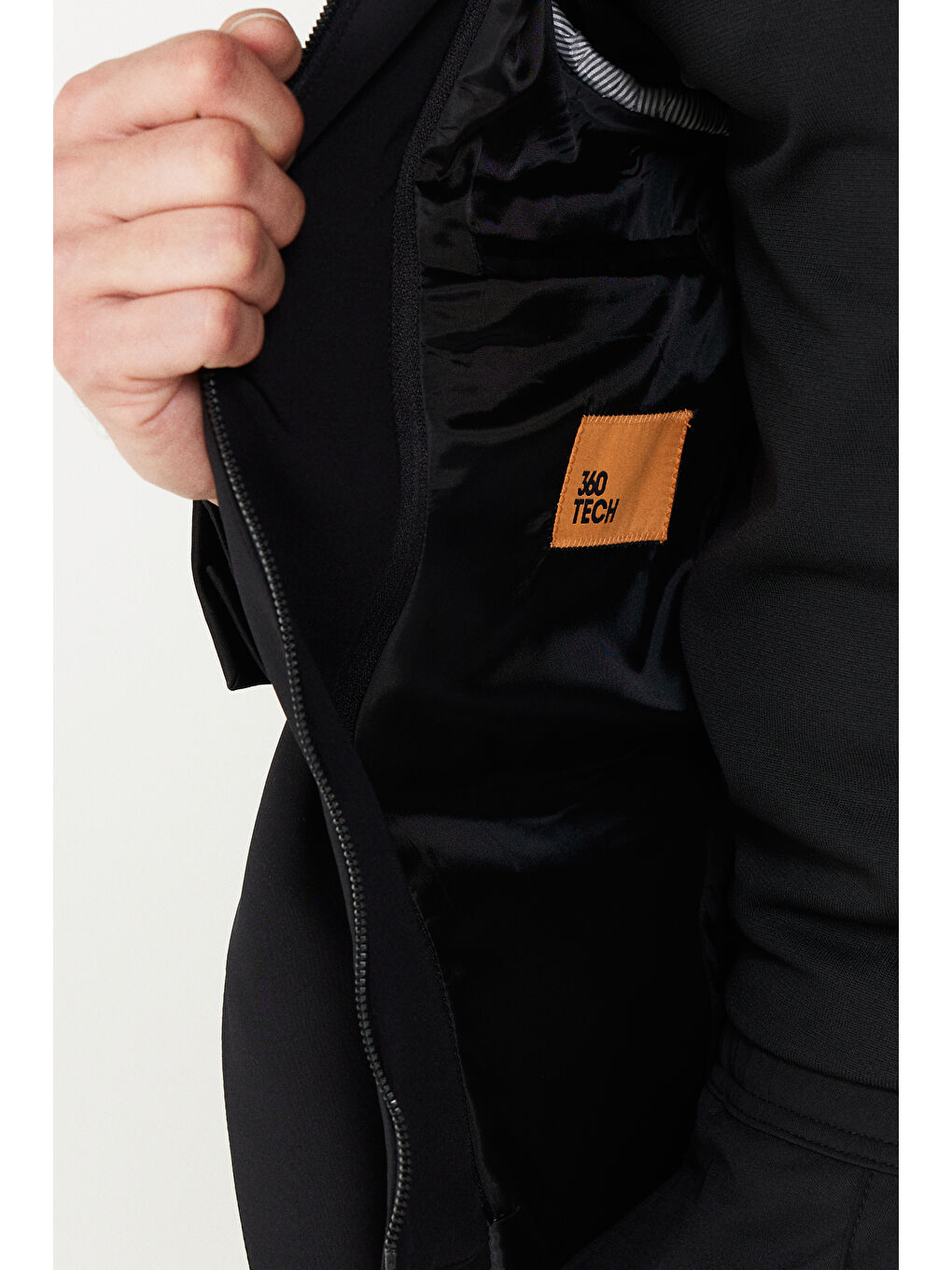 Erkek Siyah Slim Fit Dar Kesim Mono Yaka Pamuklu Desenli Ceket-2