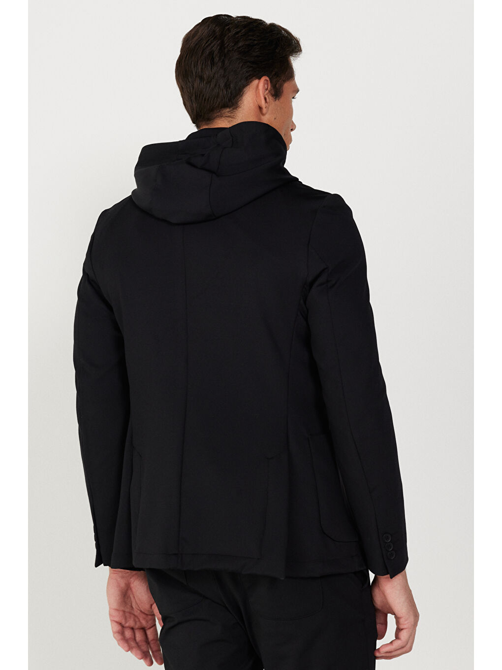 Erkek Siyah Slim Fit Dar Kesim Mono Yaka Pamuklu Desenli Ceket-7