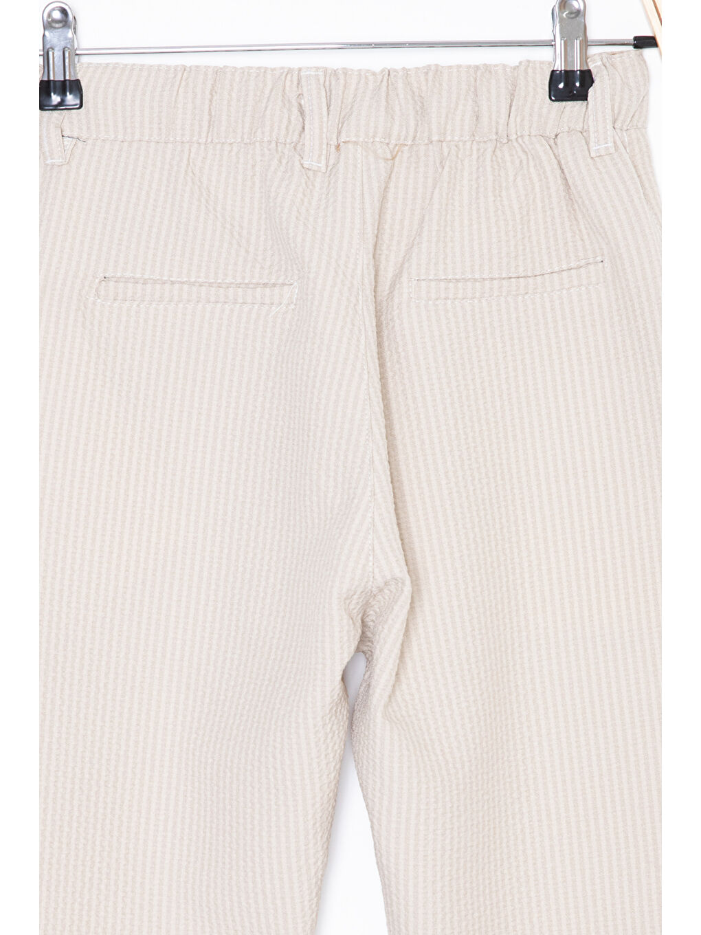 Wikiland Ekru Krem Beli Bağcıklı Duble Paça Erkek Çocuk Jogger Pantolon 20038 - 3