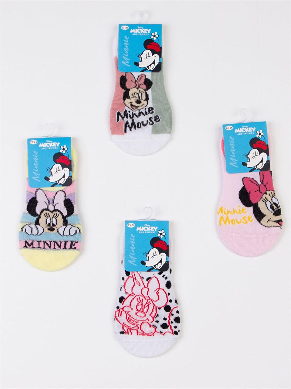 Supermino Beyaz Minnie Mouse Lisanslı Çocuk 4 Çift Sneakers Çorap 19826 - 1