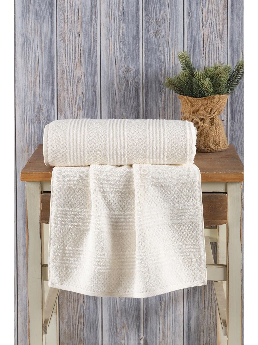 Ekru Lavin Premium Pamuk El Havlusu 50x90 cm-2