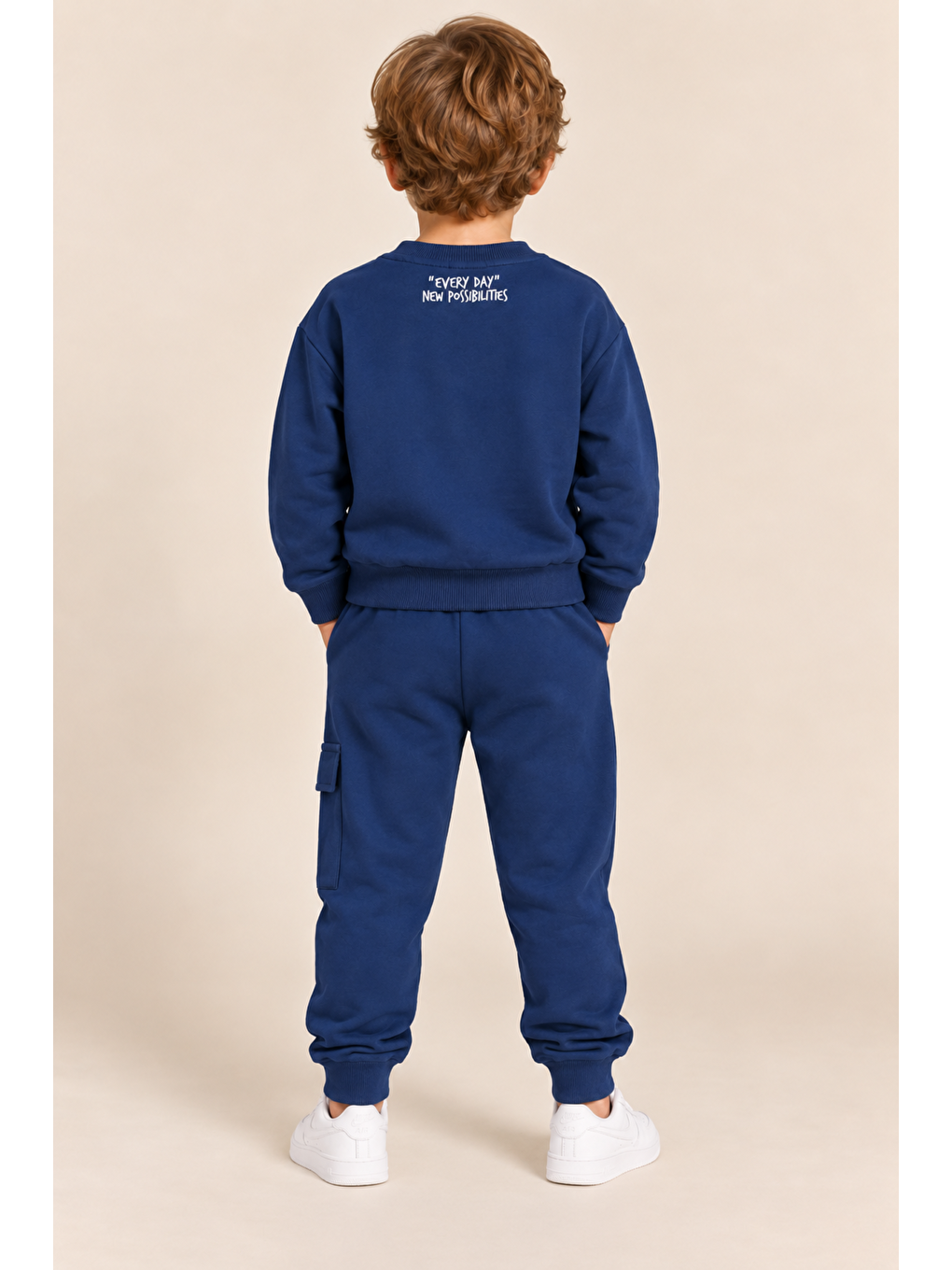 Lacivert Erkek Çocuk Pamuklu Baskılı 2’li Takım Sweatshirt Eşofman Altı 1-4 Yaş Ak122-4