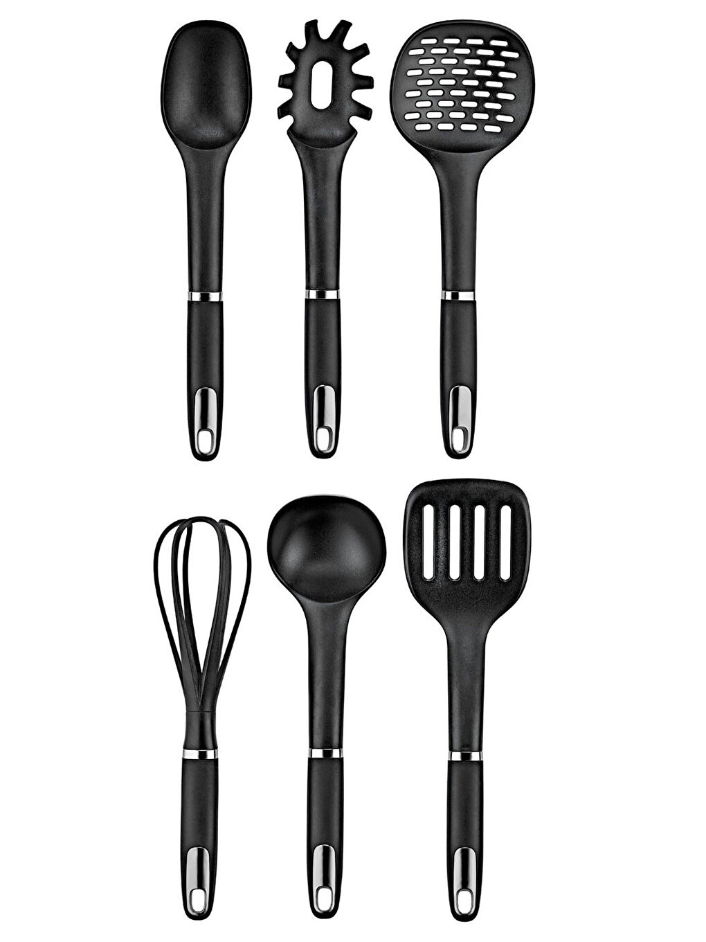 Siyah VP-308 6 Parça Mat Krom Lüks Servis Seti-1