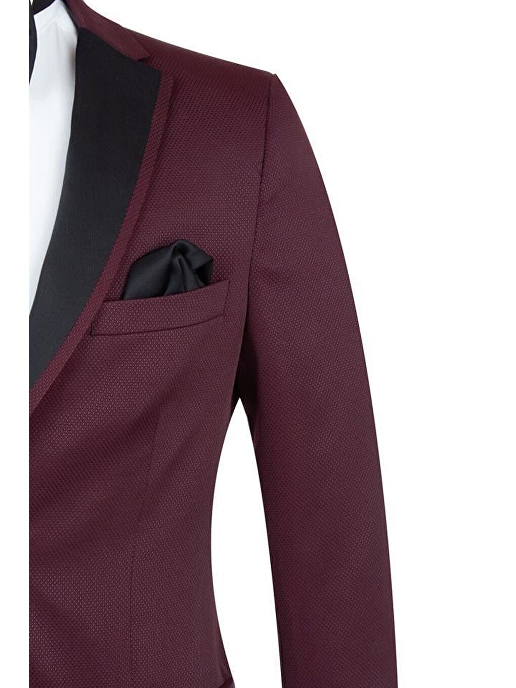 Bordo Desenli Armürlü Mono Yaka Astarlı 6 Drop Slim Fit Dar Kesim Smokin Damatlık 1001195190-1