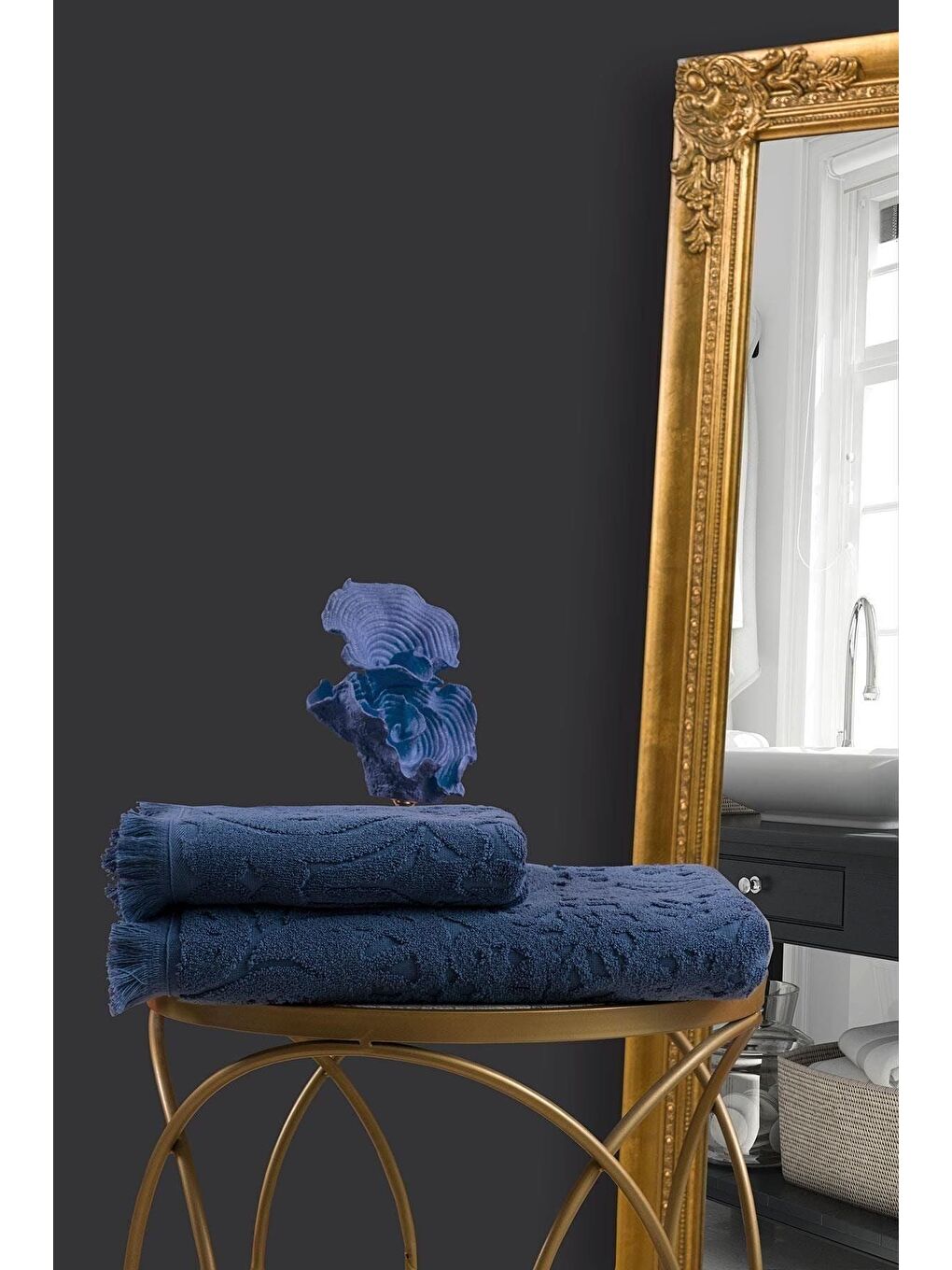 Lacivert Jacquard %100 Pamuk El Havlusu 50x90 cm Parlıament 50x90 cm-1