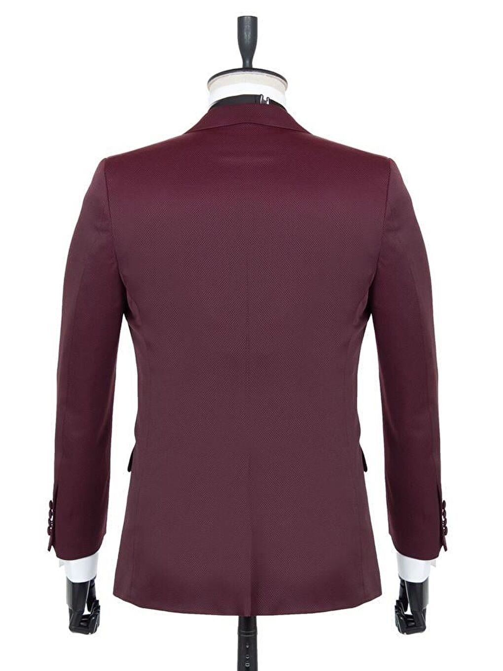 Bordo Desenli Armürlü Mono Yaka Astarlı 6 Drop Slim Fit Dar Kesim Smokin Damatlık 1001195190-3