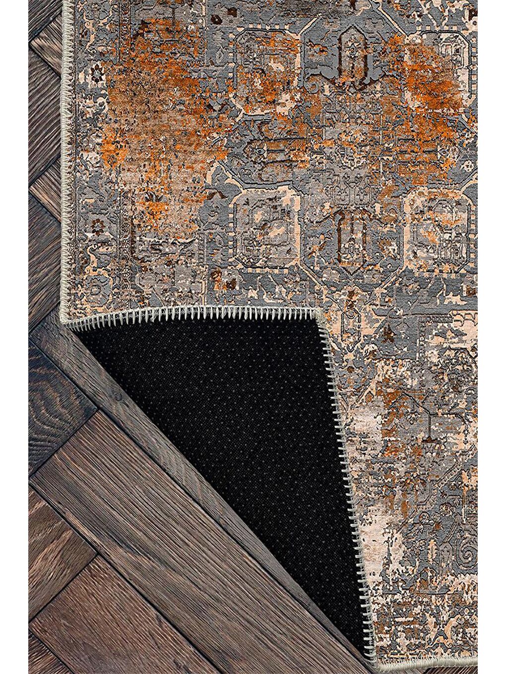 Kahverengi Premium Kalite, Pamuk ve Kaydırmaz Taban, Yıkanabilir, Modern Halı  100 x 200 cm-3