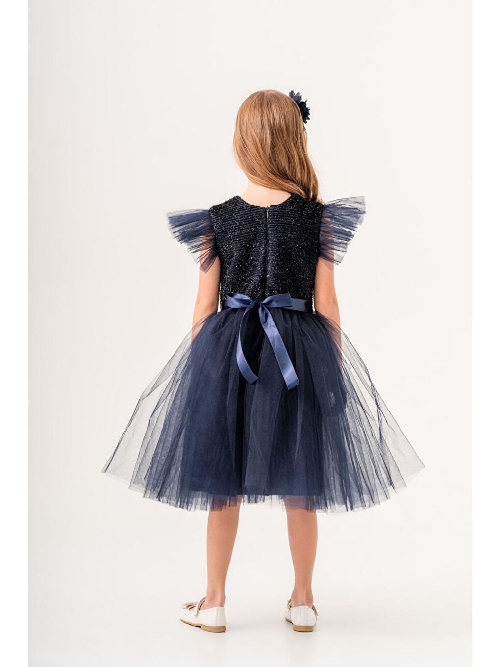 Lacivert Tüllü Kız Çocuk KPL Elbise MNK0526-9