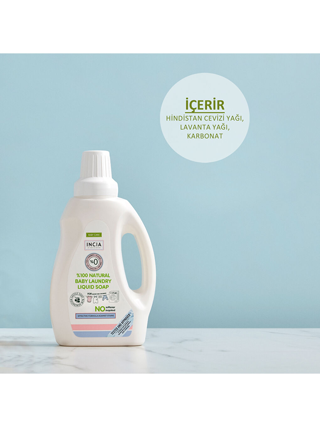 INCIA %100 Doğal Bebek Çamaşır Sabunu Bitkisel Deterjan Kendinden Yumuşatıcılı Lavanta 750 ml - 3