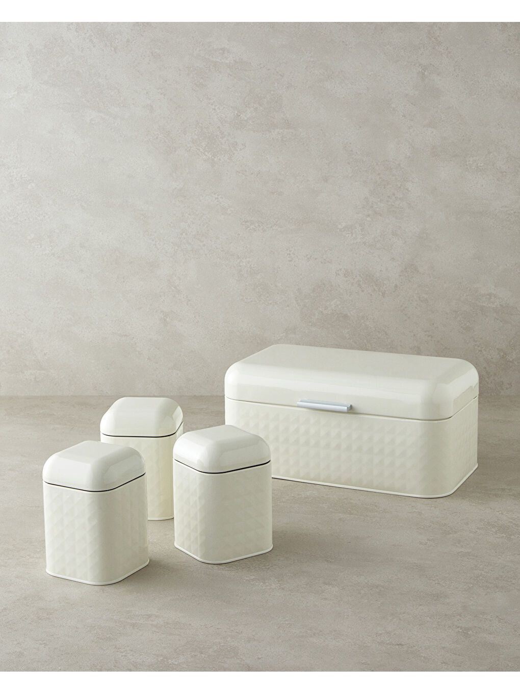 Ekru Rosalina Metal 4'lü Saklama Kabı 1.3 L x 9 L Krem