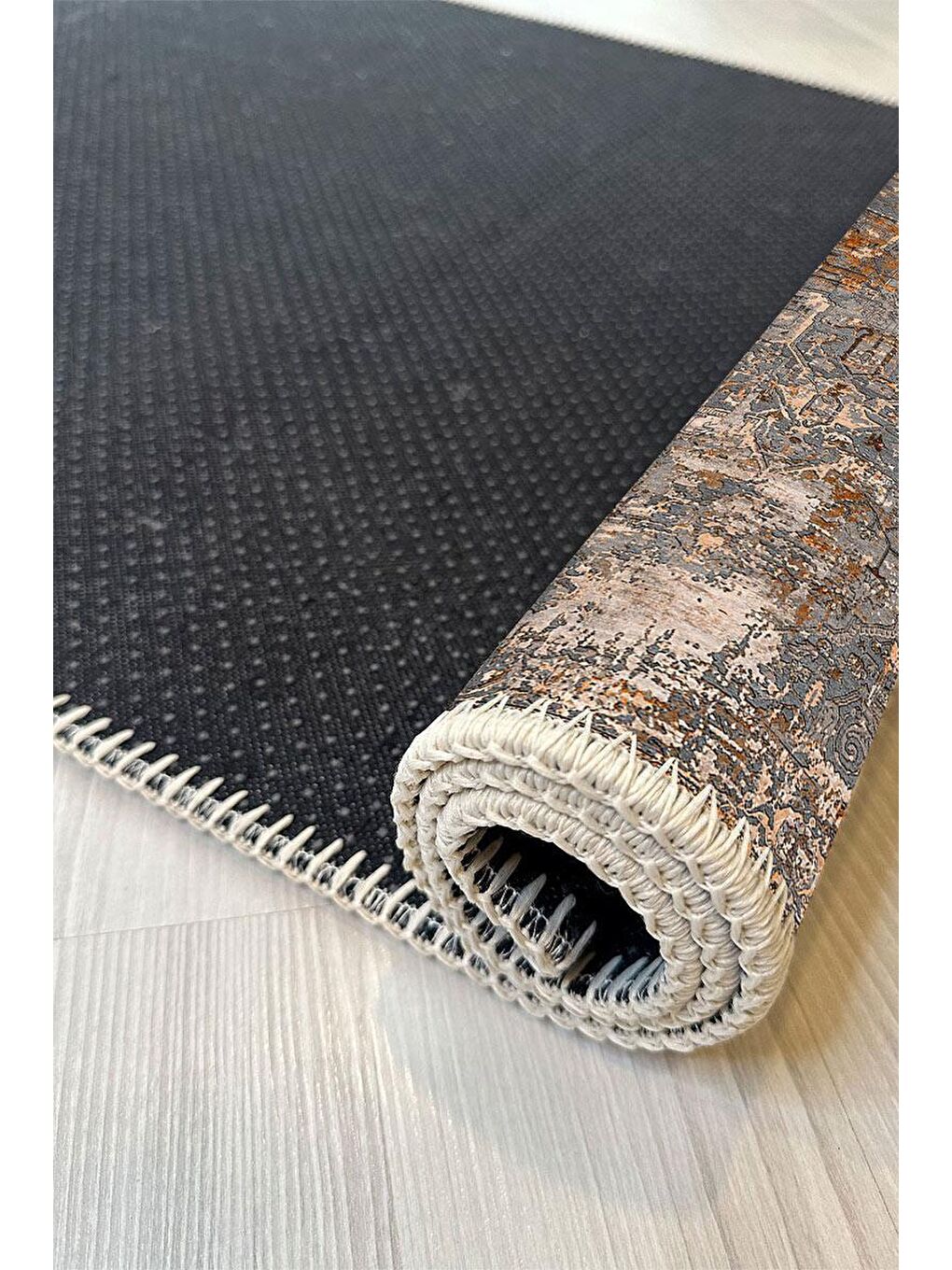 Kahverengi Premium Kalite, Pamuk ve Kaydırmaz Taban, Yıkanabilir, Modern Halı  100 x 200 cm-5