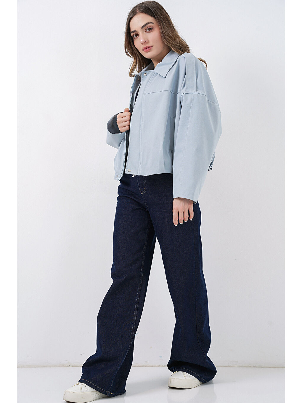 Kadın Jean Bomber Ceket 0737 - Mavi-1