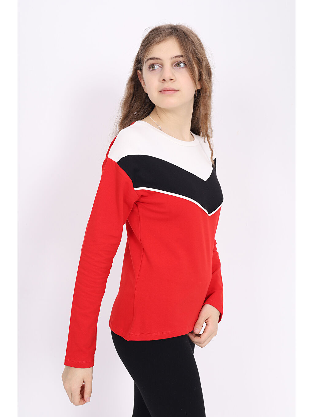 Kırmızı Kız Çocuk Garnili Tişört-2