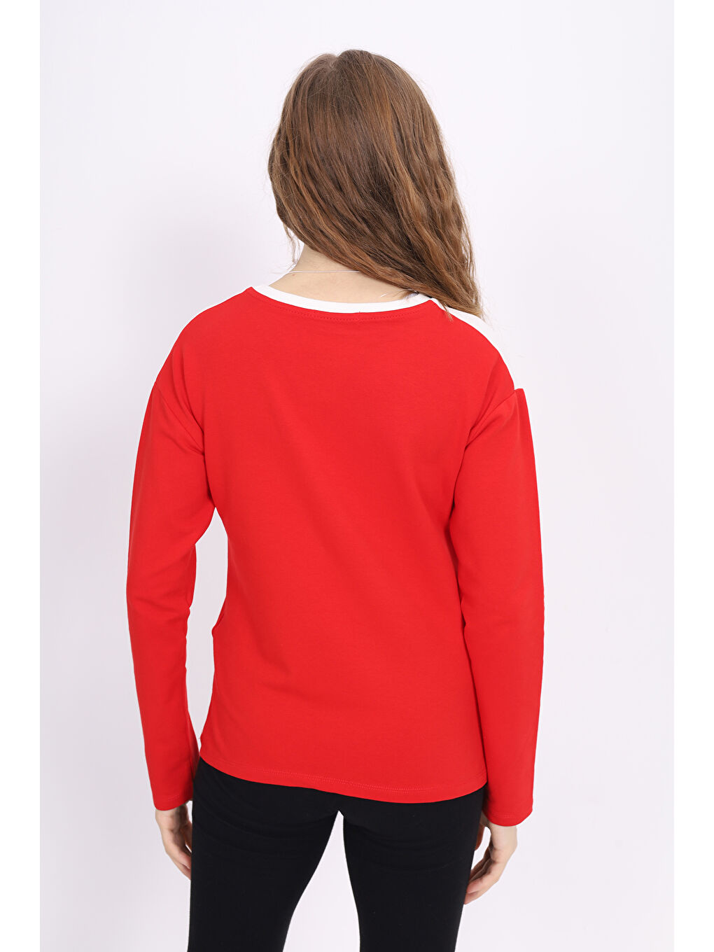 Kırmızı Kız Çocuk Garnili Tişört-3