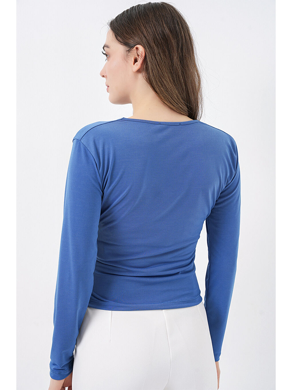 939 Anvelop Yaka Sandy Bluz - İndigo-5