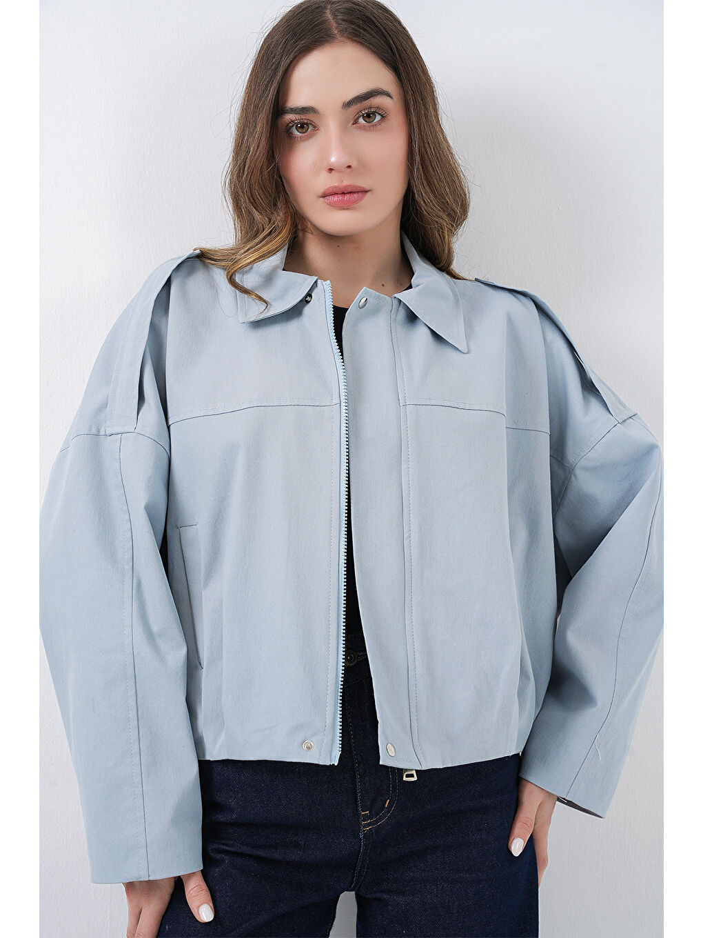Kadın Jean Bomber Ceket 0737 - Mavi-3