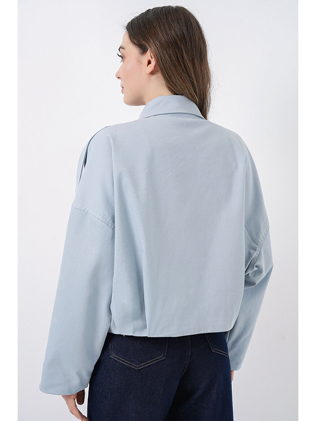 Kadın Jean Bomber Ceket 0737 - Mavi-5