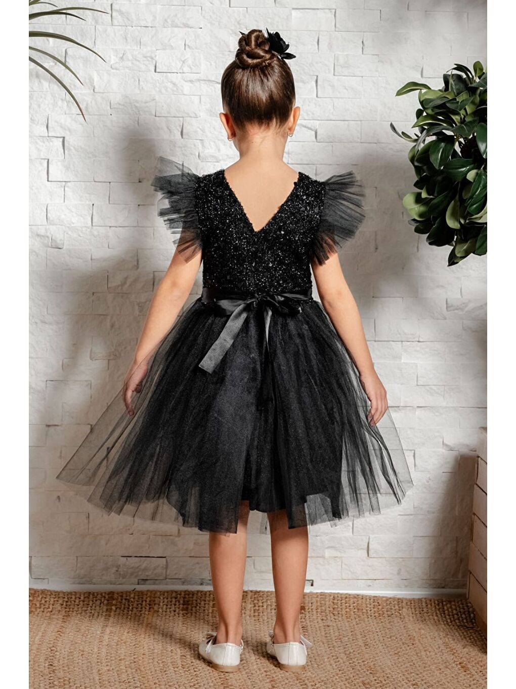 Siyah Tüllü Kız Çocuk KPL Elbise MNK0526-9