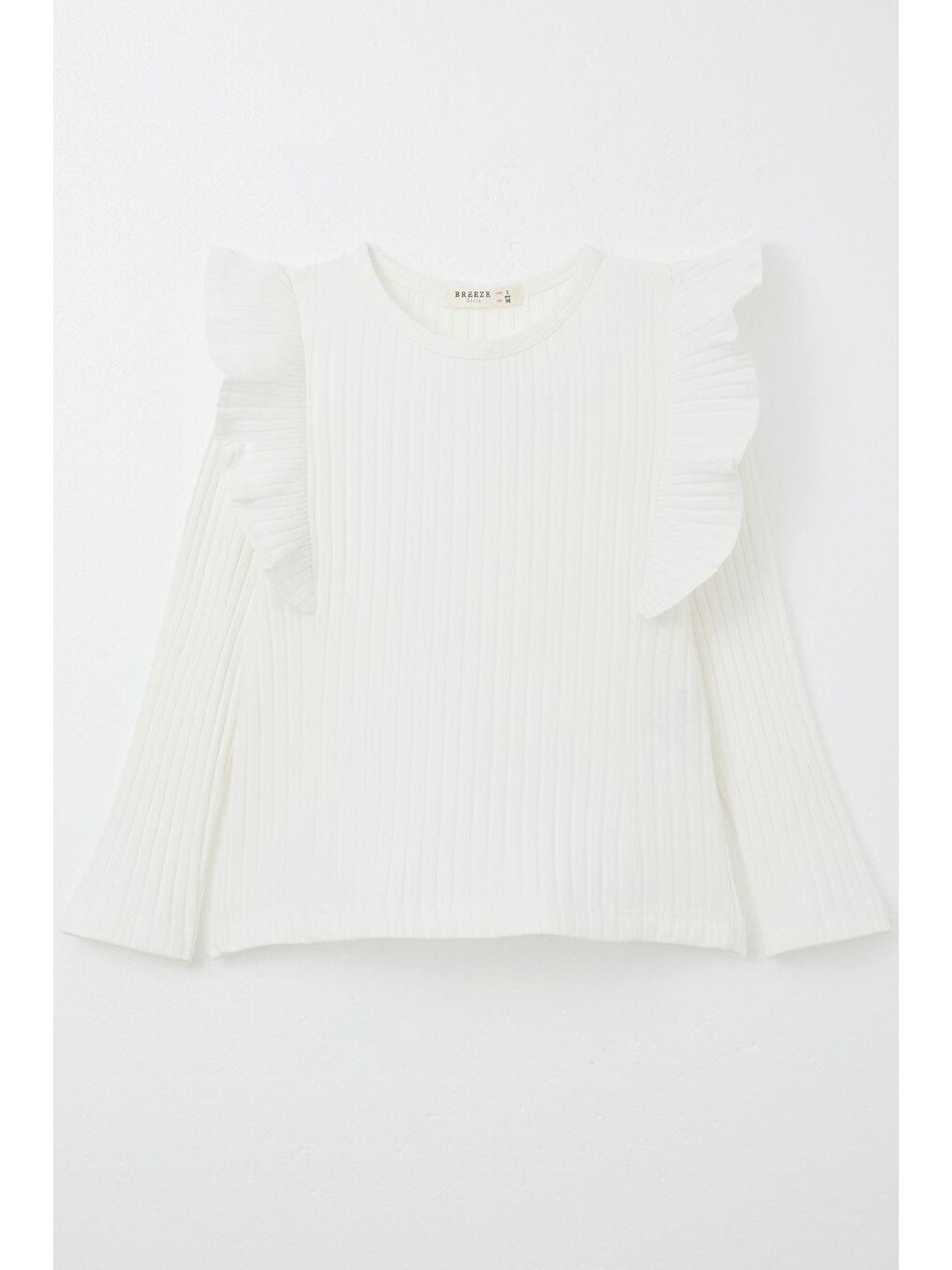 Kız Çocuk Uzun Kollu Tişört Fırfırlı Ekru (2-6 Yaş)