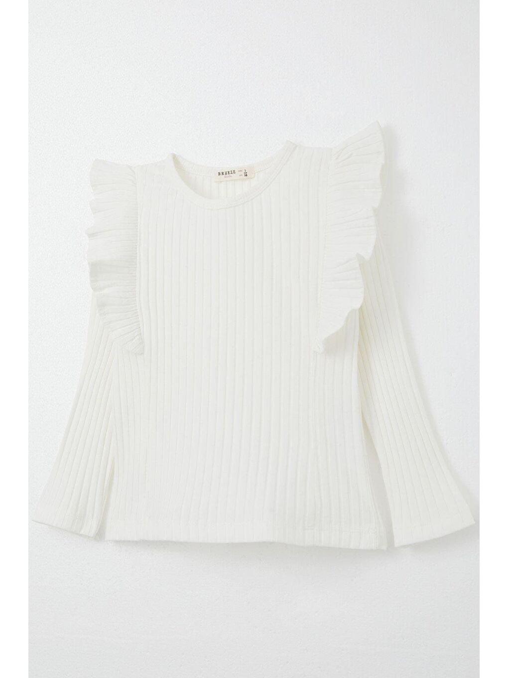 Kız Çocuk Uzun Kollu Tişört Fırfırlı Ekru (2-6 Yaş)-2