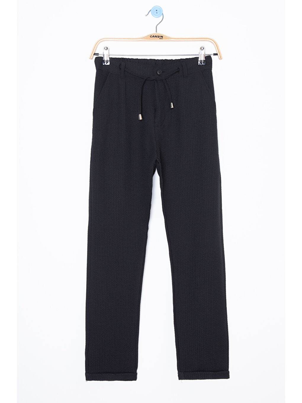 Wikiland Siyah Beli Bağcıklı Duble Paça Erkek Çocuk Jogger Pantolon 20037