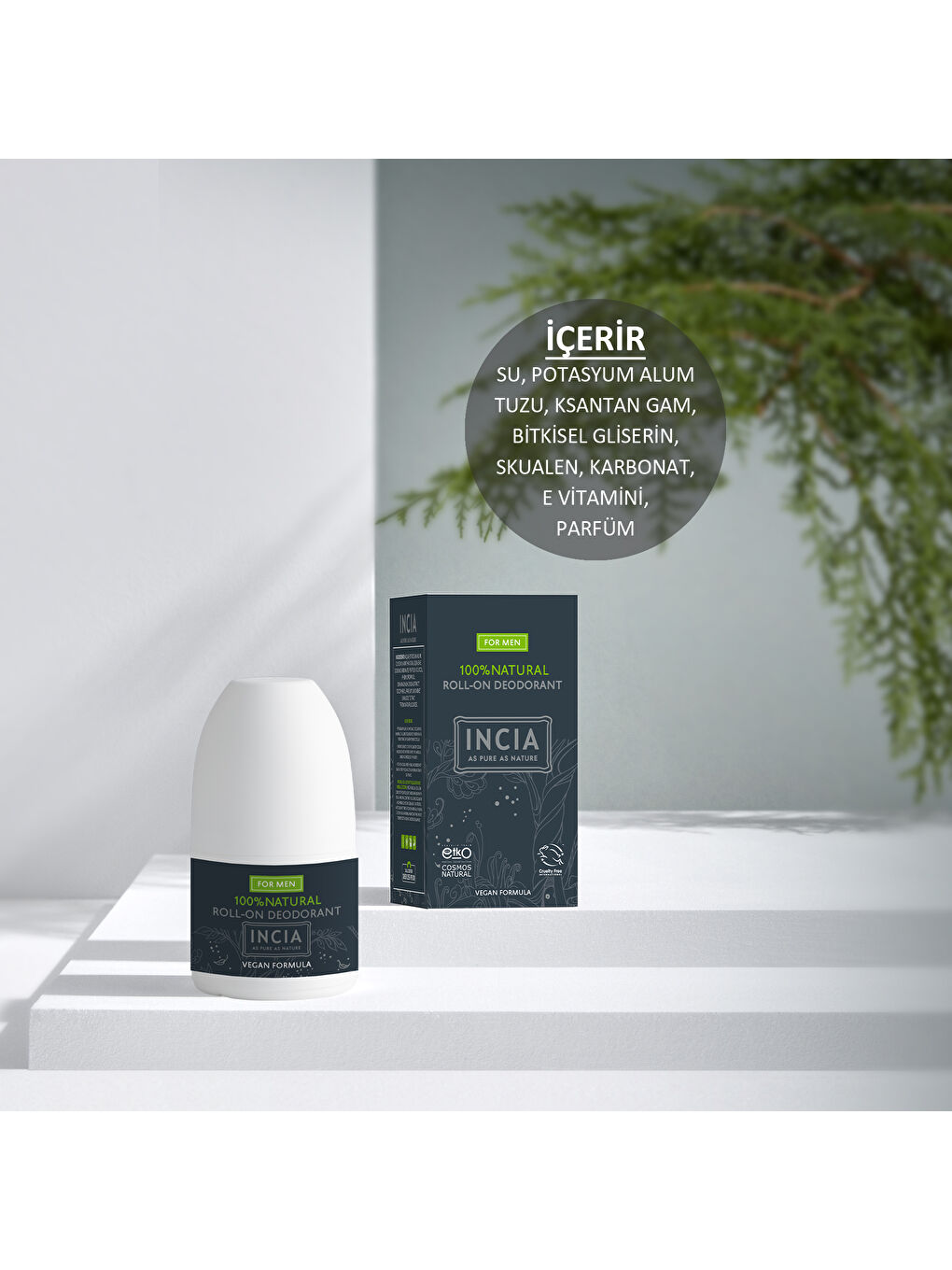 INCIA %100 Doğal Roll On Deodorant Erkekler İçin Ter Kokusu Önleyici Lekesiz 50 ml - 2