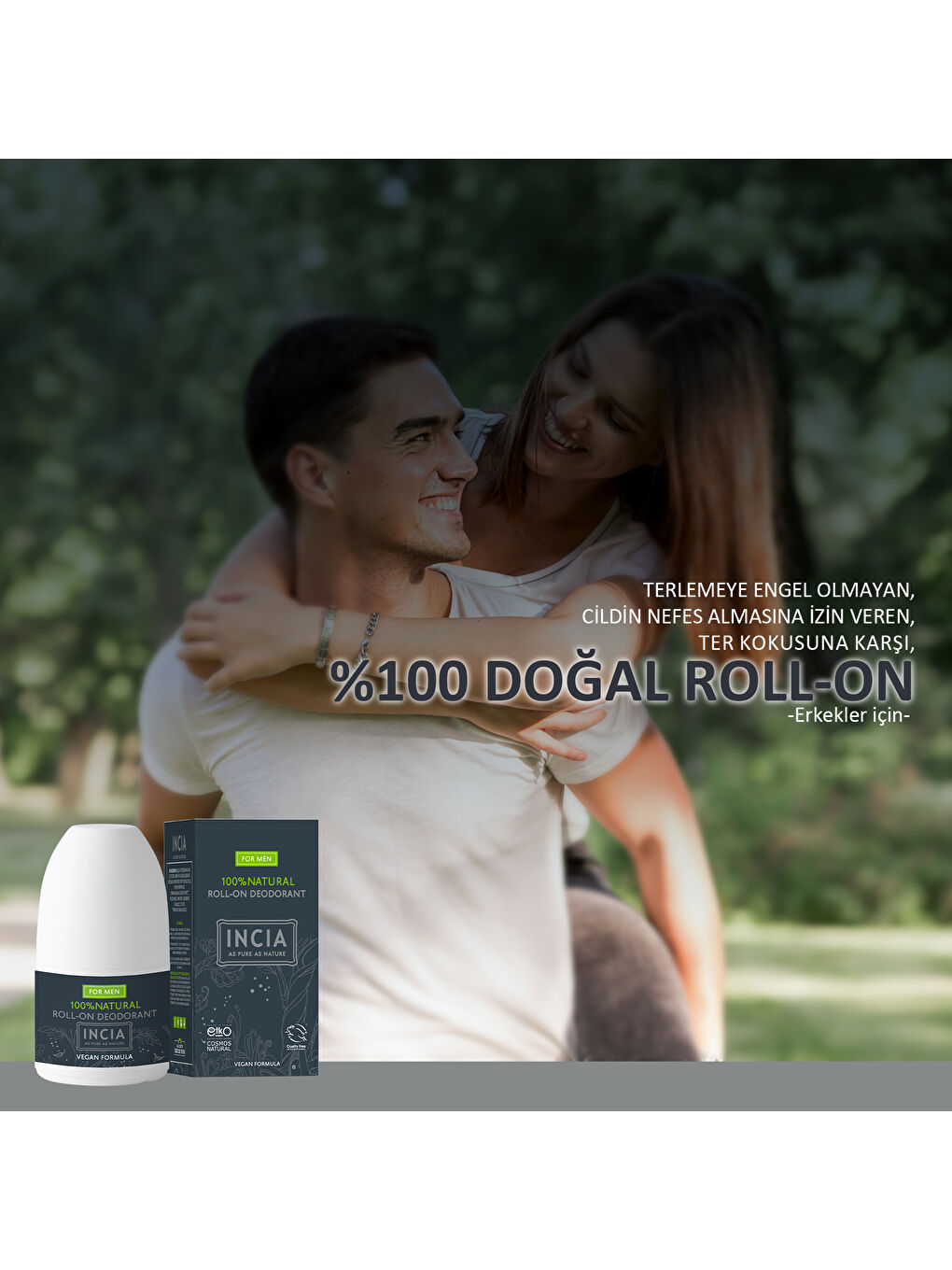 INCIA %100 Doğal Roll On Deodorant Erkekler İçin Ter Kokusu Önleyici Lekesiz 50 ml - 4