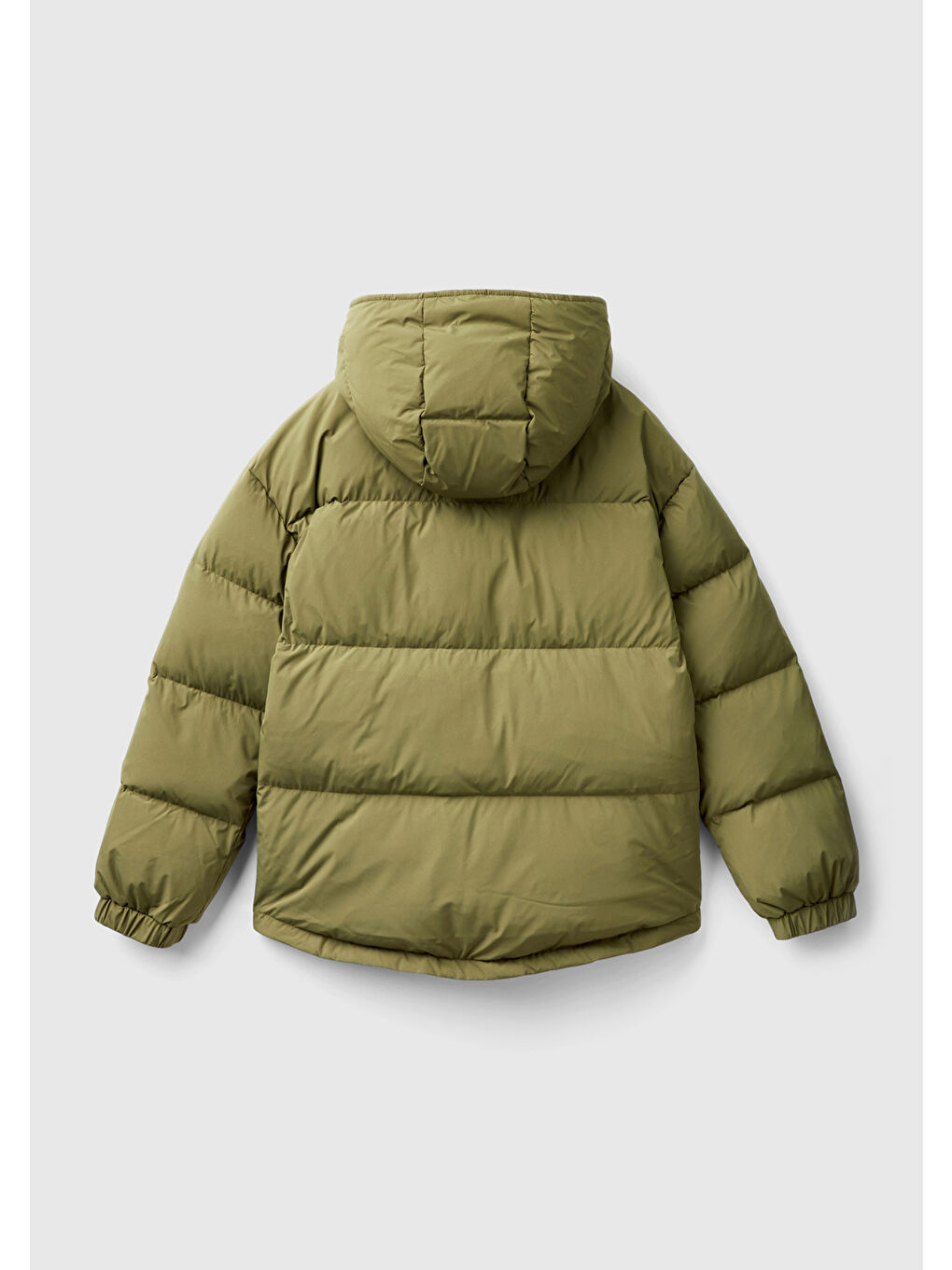 Kadın Haki Cep Detaylı Düğme Kapamalı Büzgü İpli Kapüşonlu Kısa Mont-3