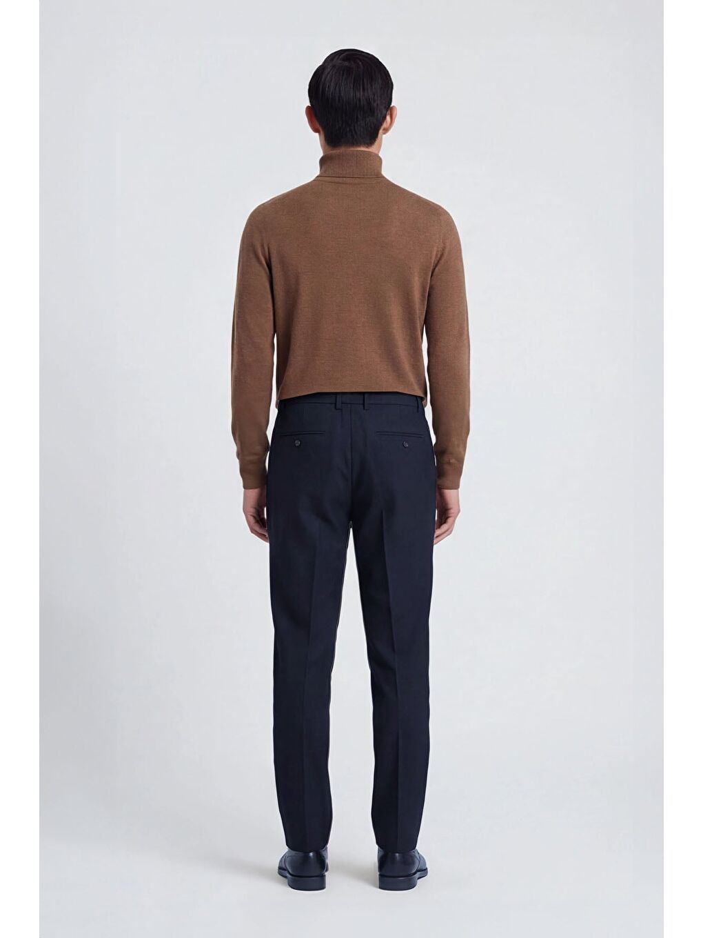 Giotelli Erkek Lacivert Dar Kesim Slim Fit Viskon Dokuma Yan Cep Bağcıklı Bel Pantolon-3