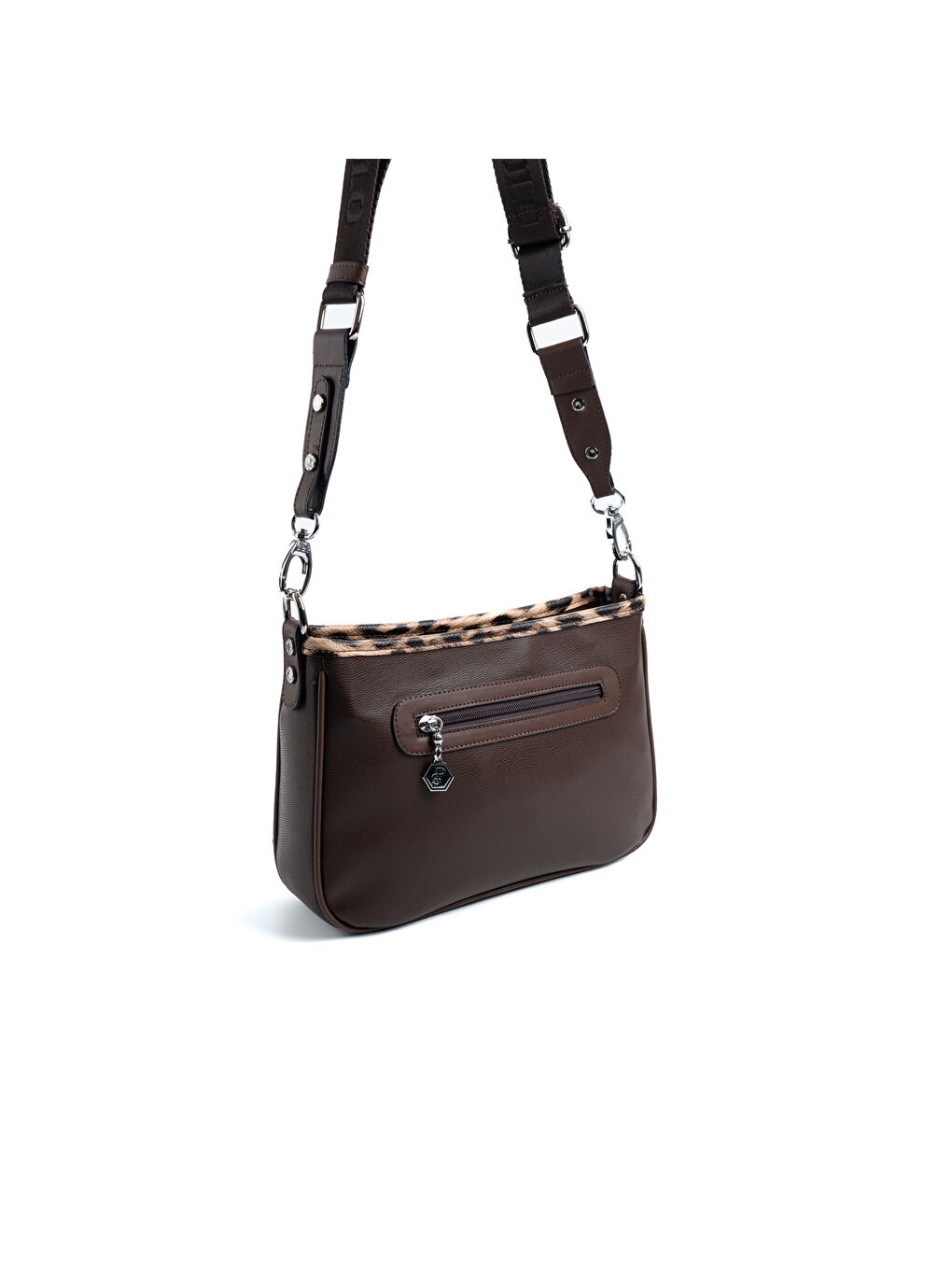 Kahverengi Kadın Çapraz Çanta 1160-47941 SILVER POLO ÇAPRAZ BAYAN ÇANTASI M105 KAHVE-MAT LEOPAR TAB-3