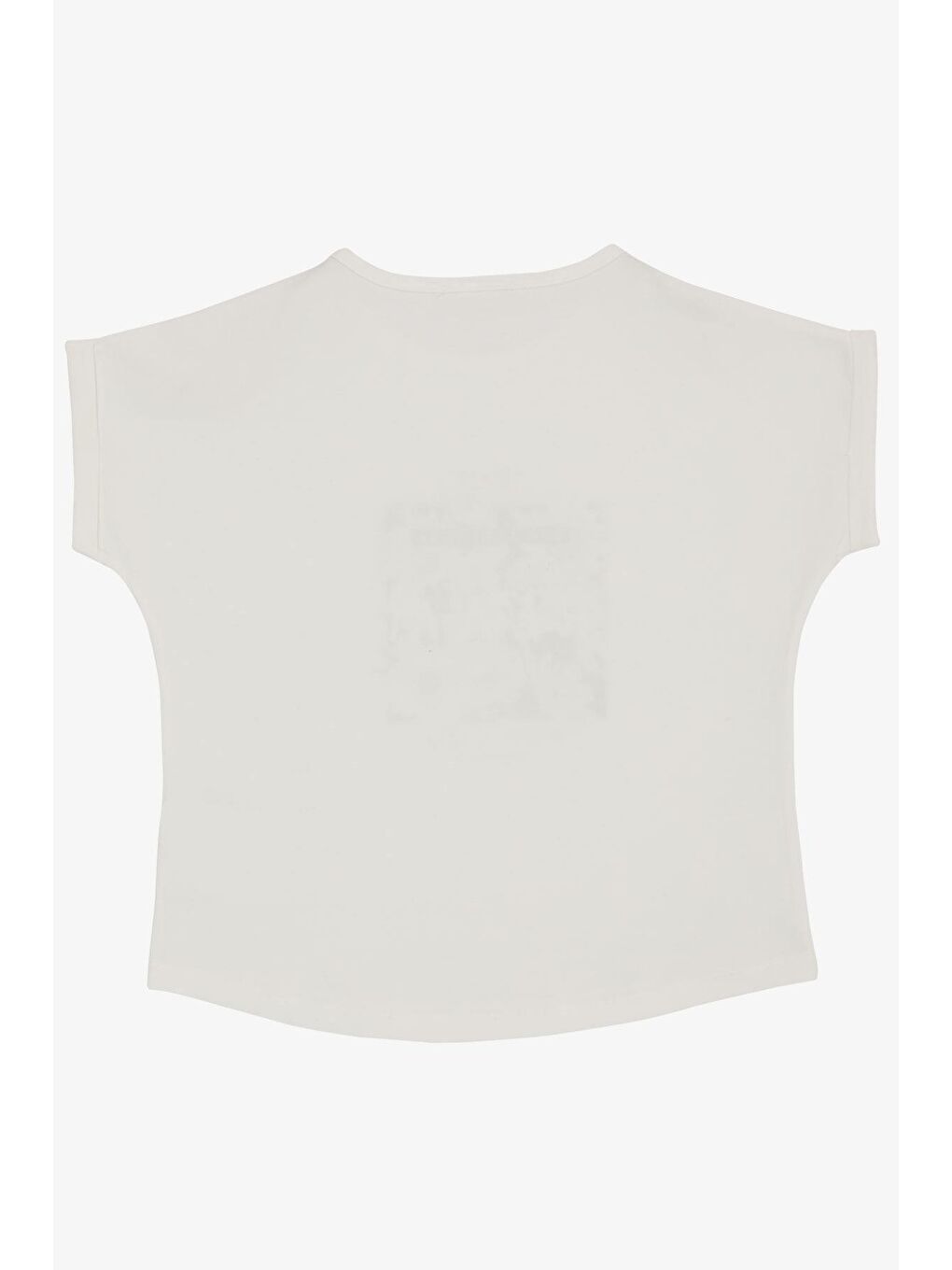 Kız Çocuk Tişört Kemer Boy Çiçek & Yazı Baskılı Ekru (7-12 Yaş)-1