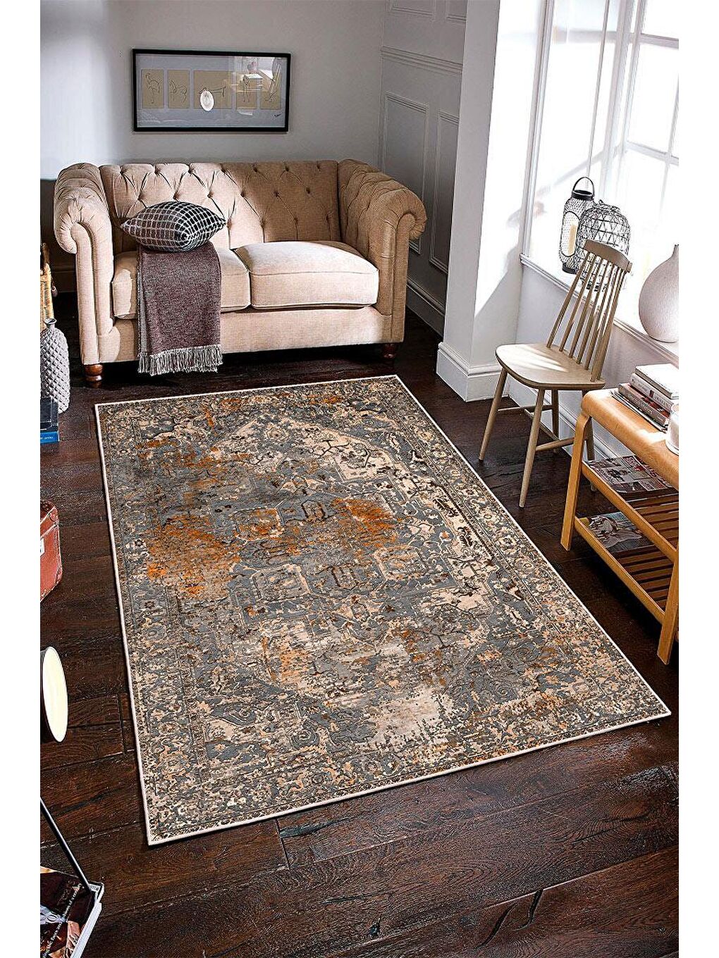 Kahverengi Premium Kalite, Pamuk ve Kaydırmaz Taban, Yıkanabilir, Modern Halı  80 x 150 cm-1