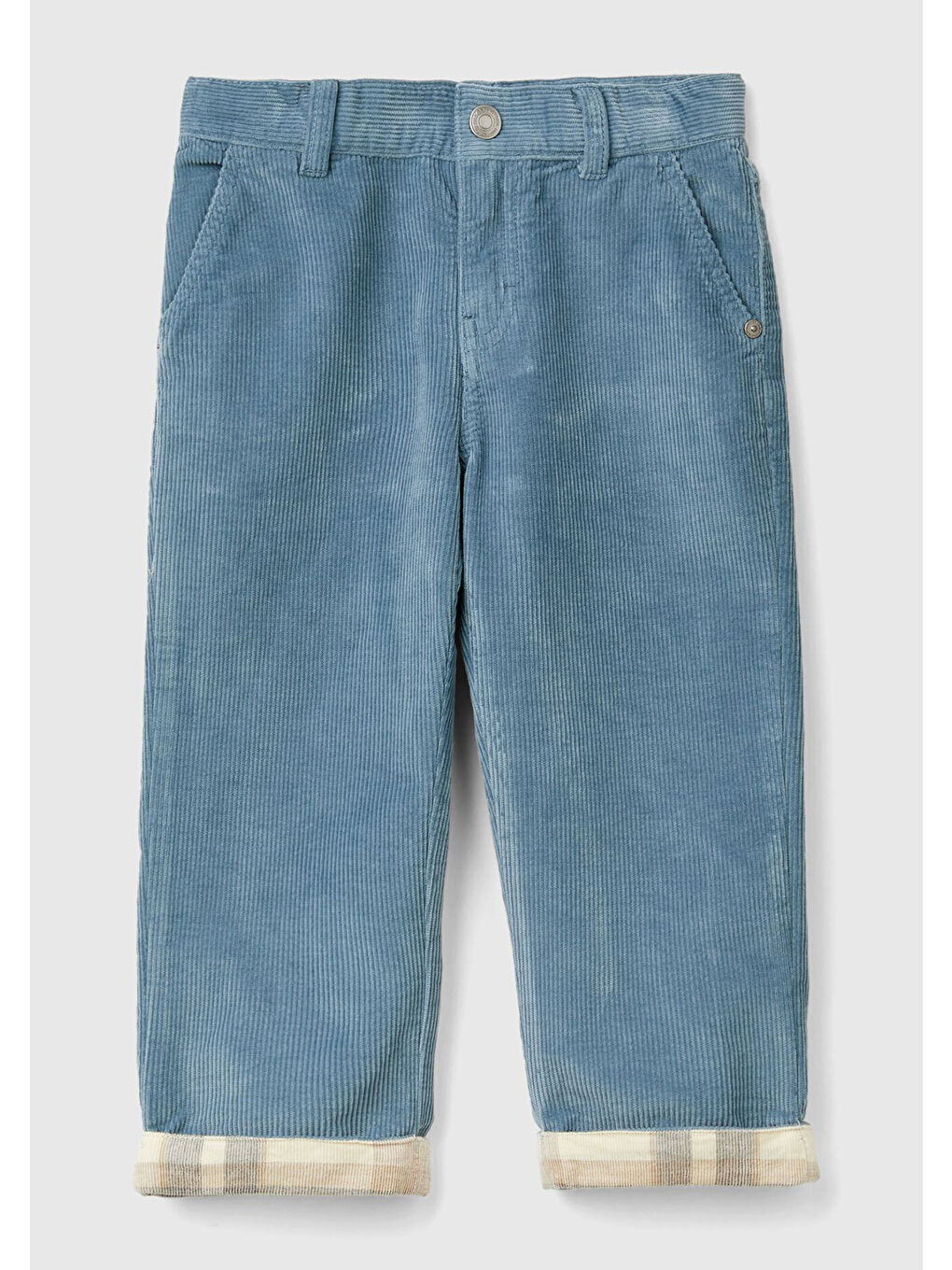 Erkek Çocuk Havacı Mavi Arka Cebi Logolu Kıvrık Desenli Paça Pantolon