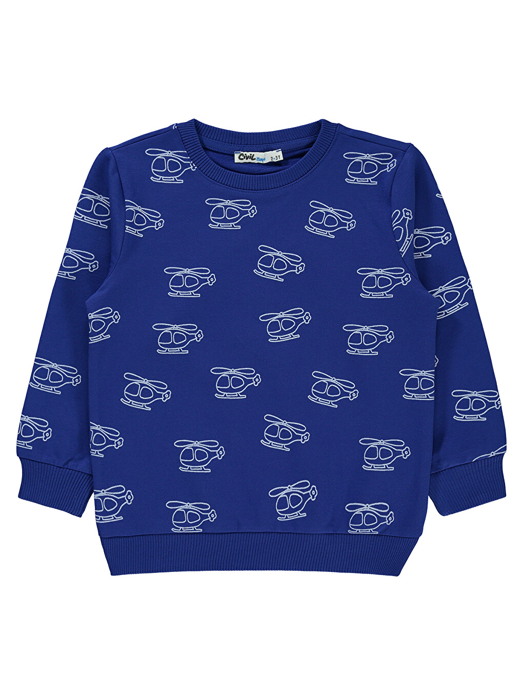 Boys Erkek Çocuk Sweatshirt 2-5 Yaş Saks Mavisi