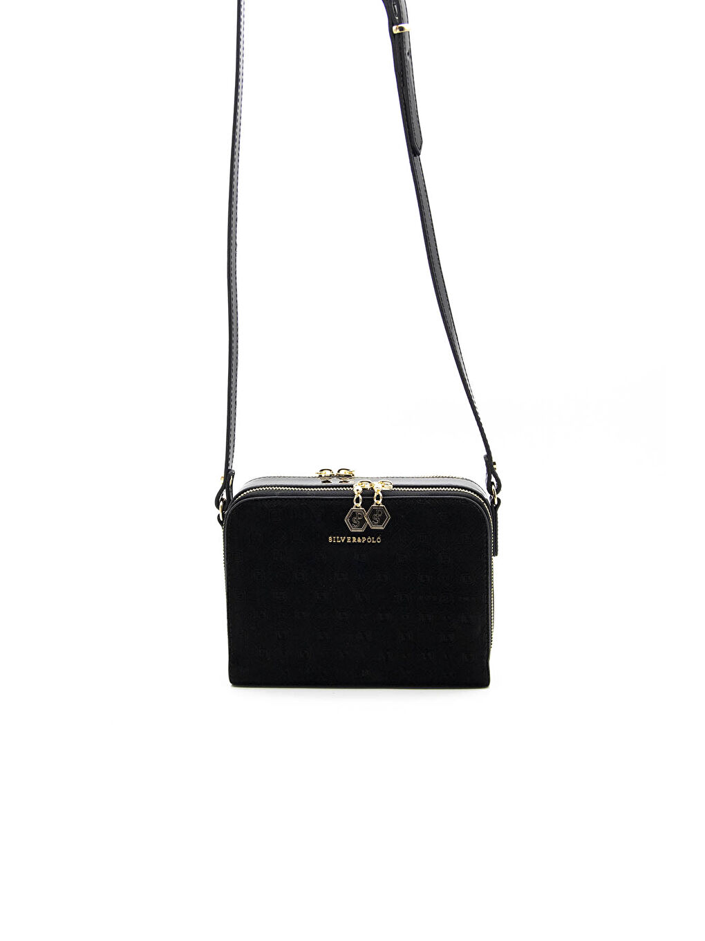 Siyah Kadın Çapraz Çanta 888-38341 SILVER POLO ÇAPRAZ BAYAN ÇANTASI M158 SİYAH-RUGAN SİYAH