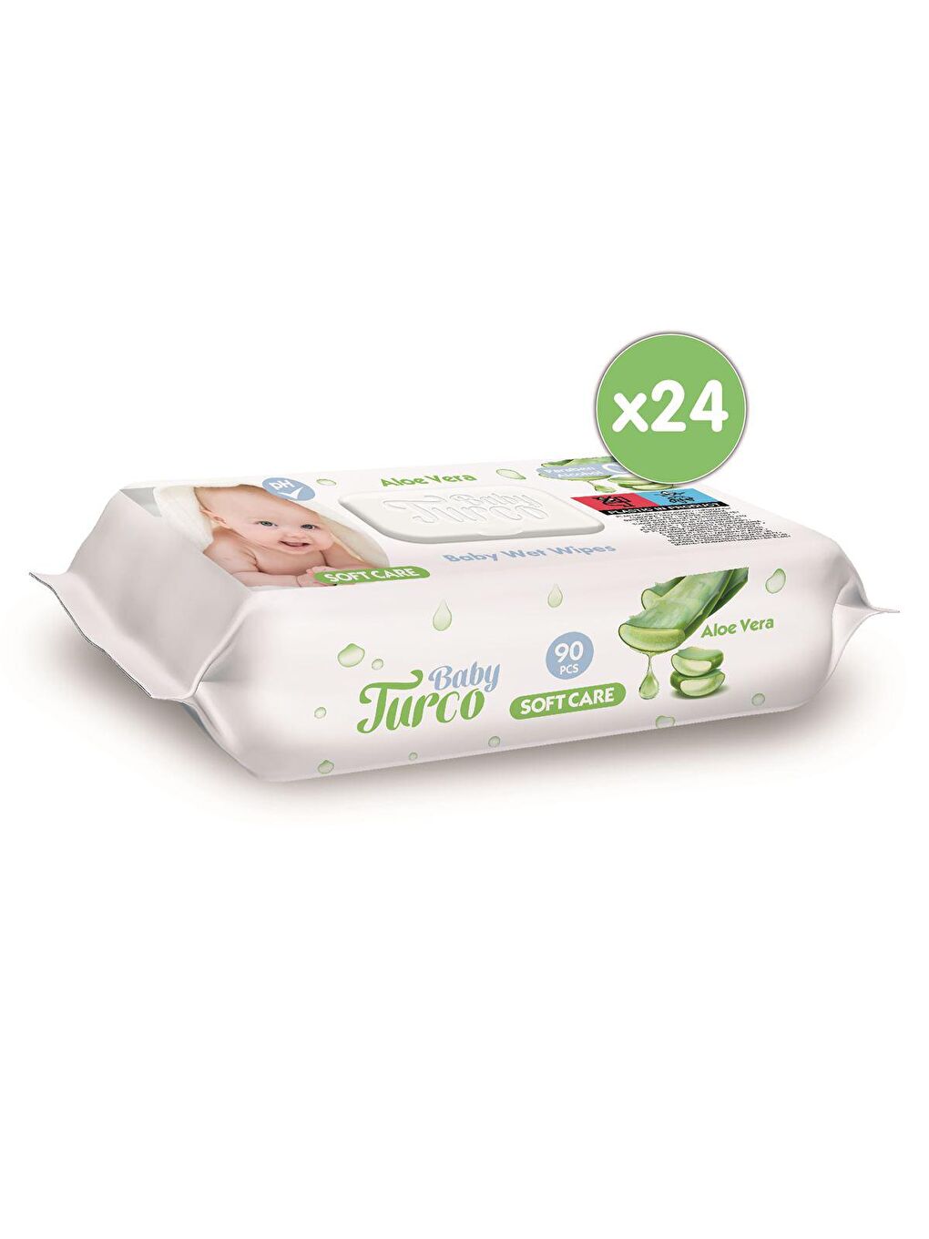 Baby Turco Softcare Aloe Vera Islak Bebek Havlusu 24x90 Yaprak - 1