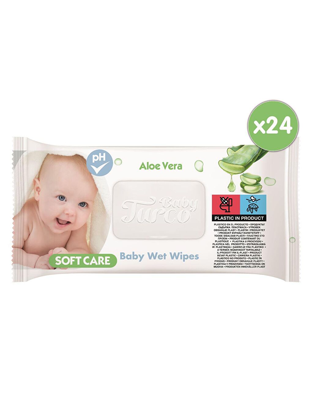 Baby Turco Softcare Aloe Vera Islak Bebek Havlusu 24x90 Yaprak - 2