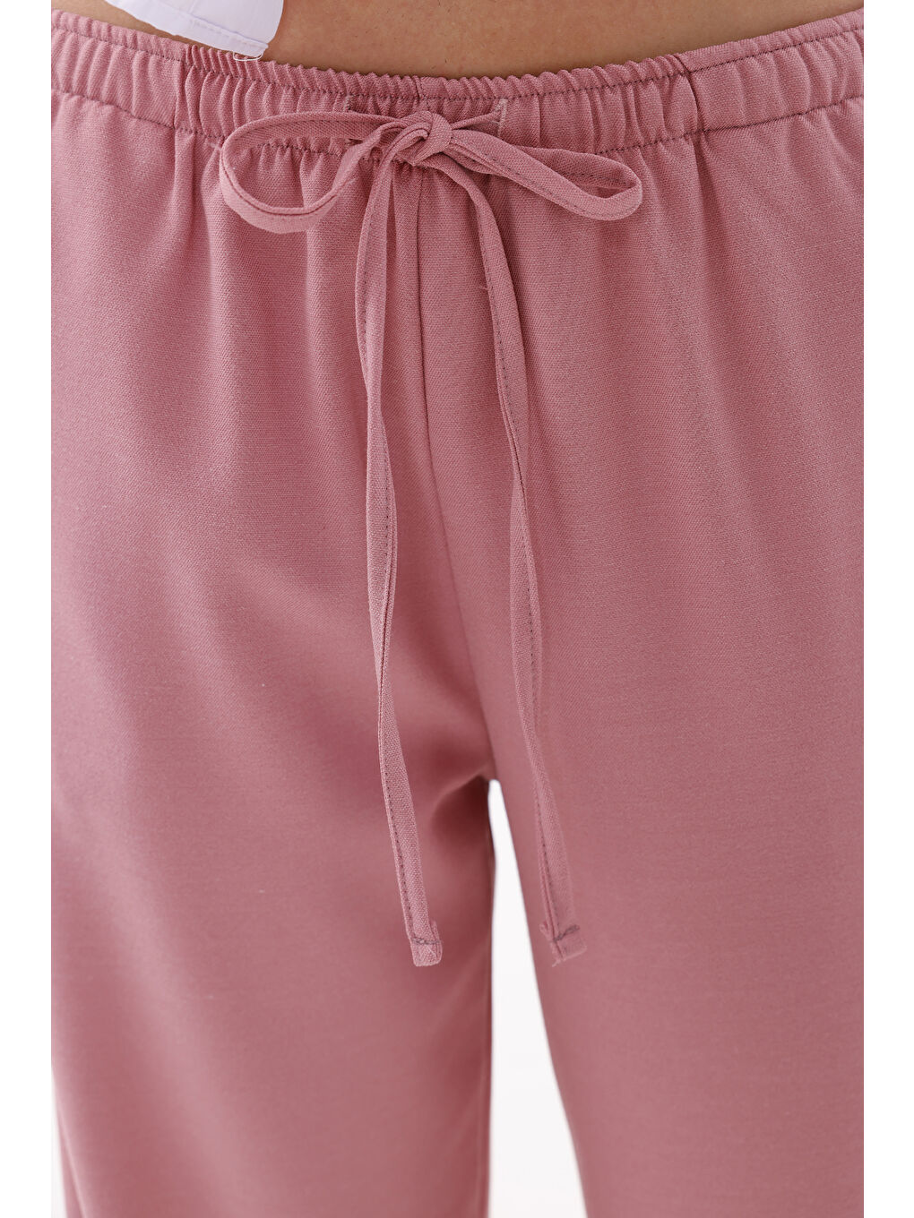 Pembe Kadın Pantolon Geniş Paça Pamuklu Viskon Cepli Pantolon Beli Lastikli GENİŞPAÇA-PANTOLON-5