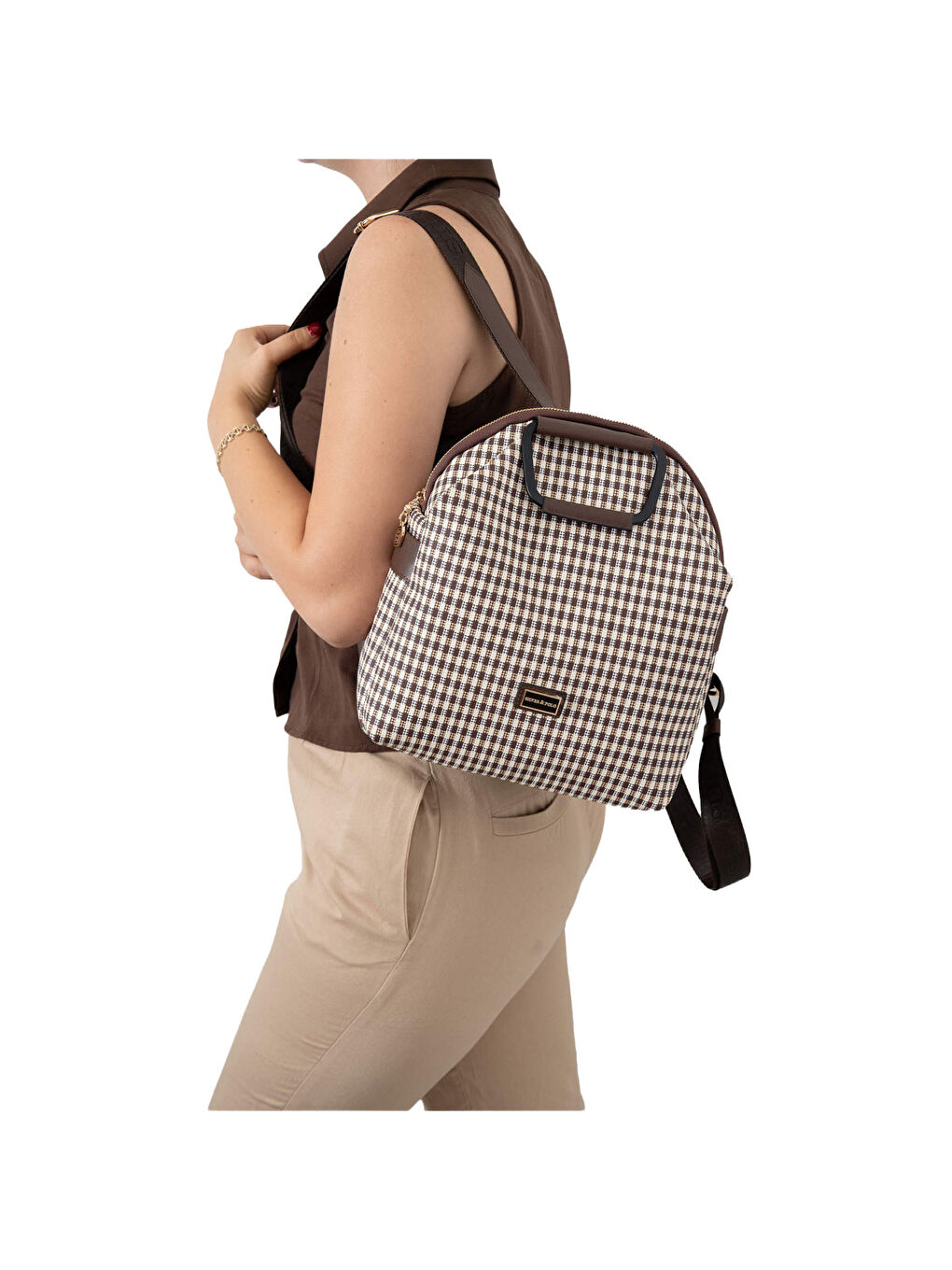 Kahverengi Kadın 771-47388 SILVER POLO SIRT ÇANTASI M191 KAHVE SARI-MAT KAHVE
