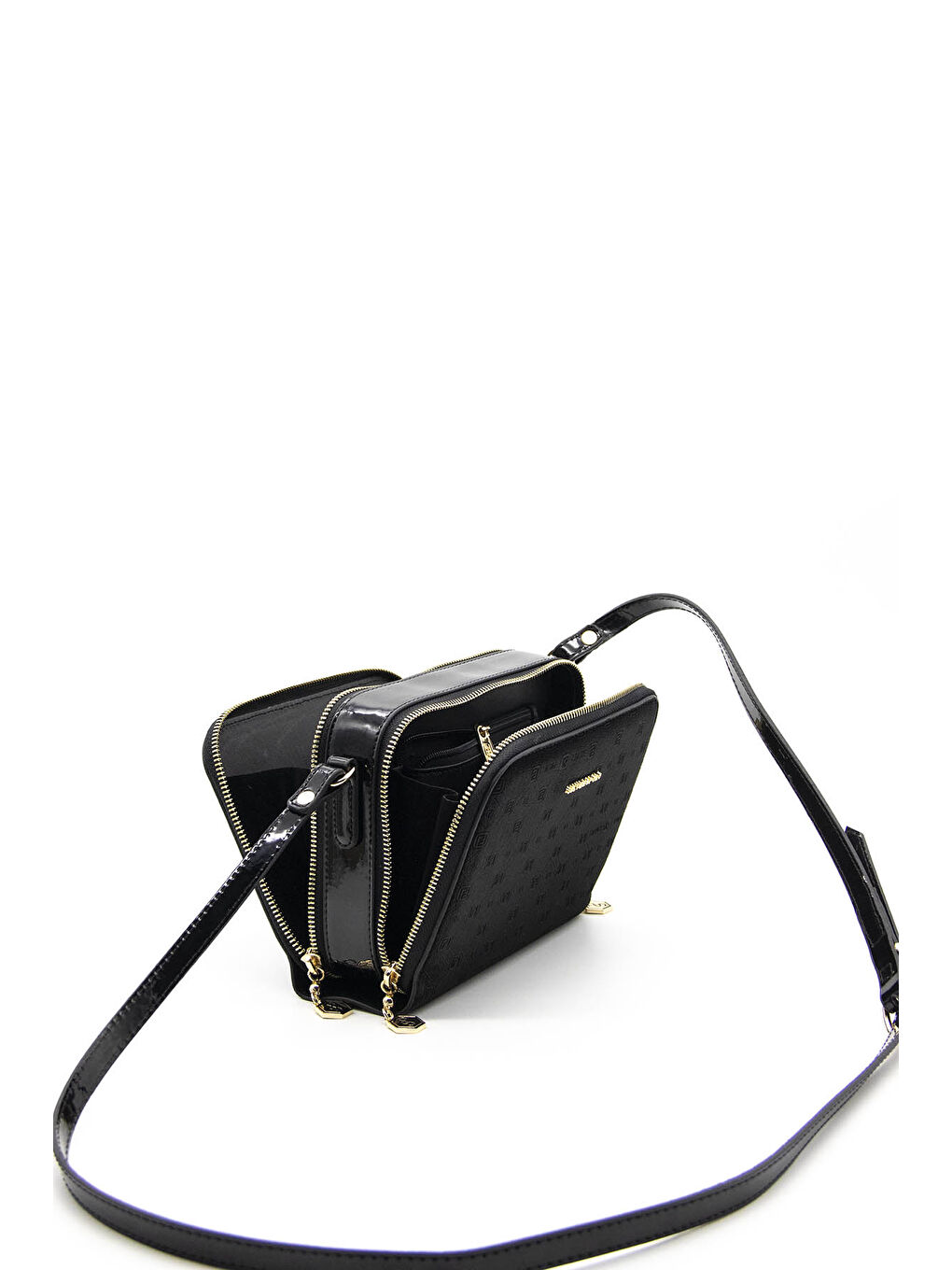 Siyah Kadın Çapraz Çanta 888-38341 SILVER POLO ÇAPRAZ BAYAN ÇANTASI M158 SİYAH-RUGAN SİYAH-5