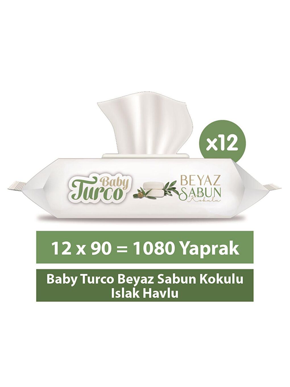 Baby Turco Renksiz Beyaz Sabun Kokulu Islak Havlu 12x90